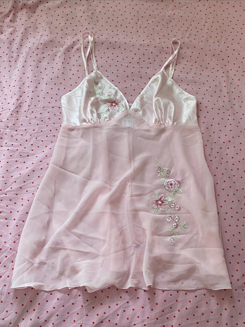 Vintage Jessica Lingerie Pink Floral Embroidered Babydoll & Panty Set